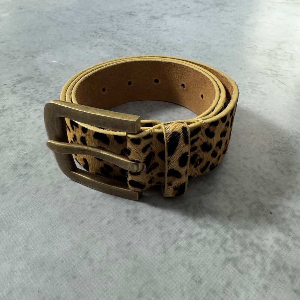 BDG Leather Belt Leopard Print Haircalf - Size: M